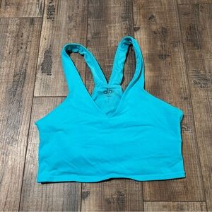 Alo Yoga Airbrush Real Bra V Neck Cropped Tank Top Size Small  NO PADS READ